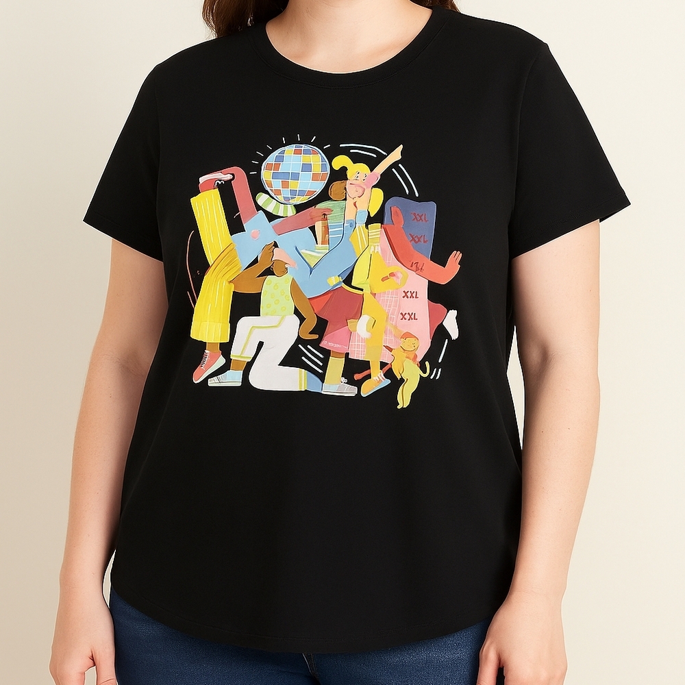 NEW Old Navy Graphic T-Shirt XXL Black – “Match the Fam” Disco Ball Design